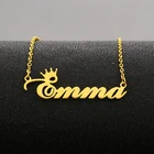 Индивидуальное название ожерелье Эмма из нержавеющей стали подвеска с короной и буквой Регулируемая цепочка Ожерелье для лучших друзей подарки ювелирные изделия