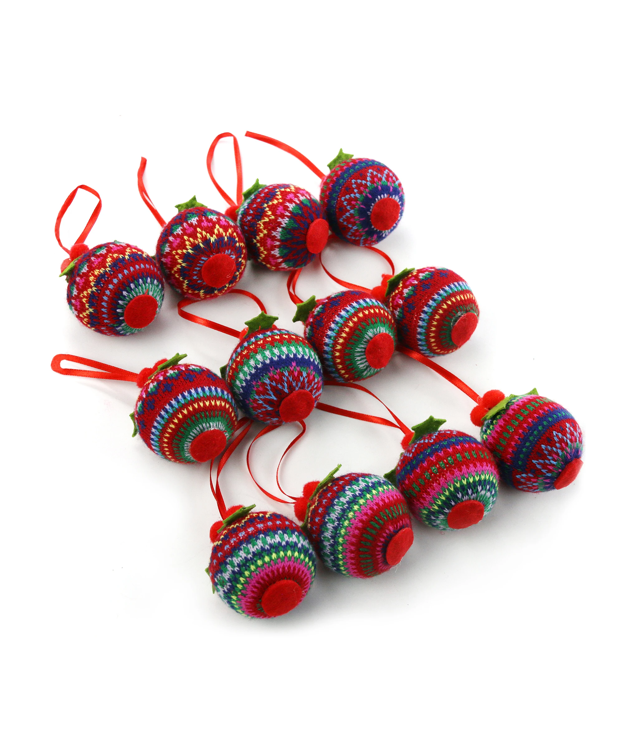 Прямая поставка вязаные рождественские украшения в форме шара с яркими
