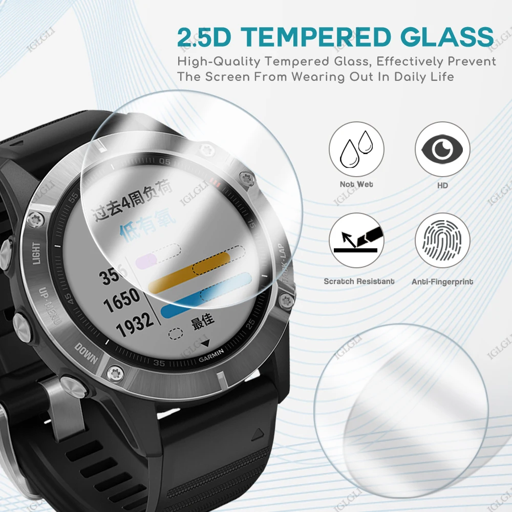 Защитная пленка из закаленного стекла для Garmin Fenix 5 5S 5X 6 Pro / Sapphire Smart Watch 9H защита