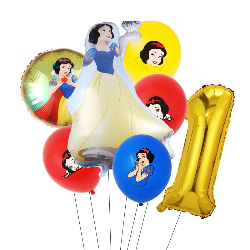6Pcs Disney Princess oil Balloons Girl Birthday Party Decorations Snow White Theme Baby Shower Supplies Air Globos |