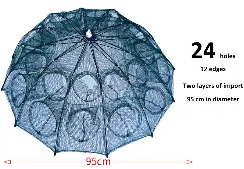 Strengthened 4-20 Holes Automatic Fishing Net Shrimp Cage Nylon Foldable Crab Fish Trap Cast Folding Network | Спорт и развлечения