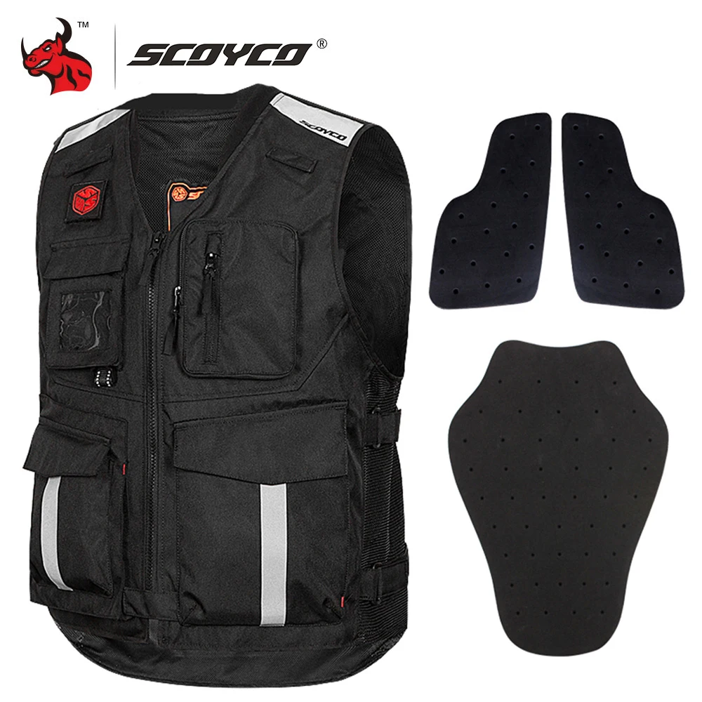 SCOYCO Motorcycle Jacket Summer Breathable Mesh Reflective Vest Motorcycle Waistcoat Motocross Off-Road Racing Vest Protection