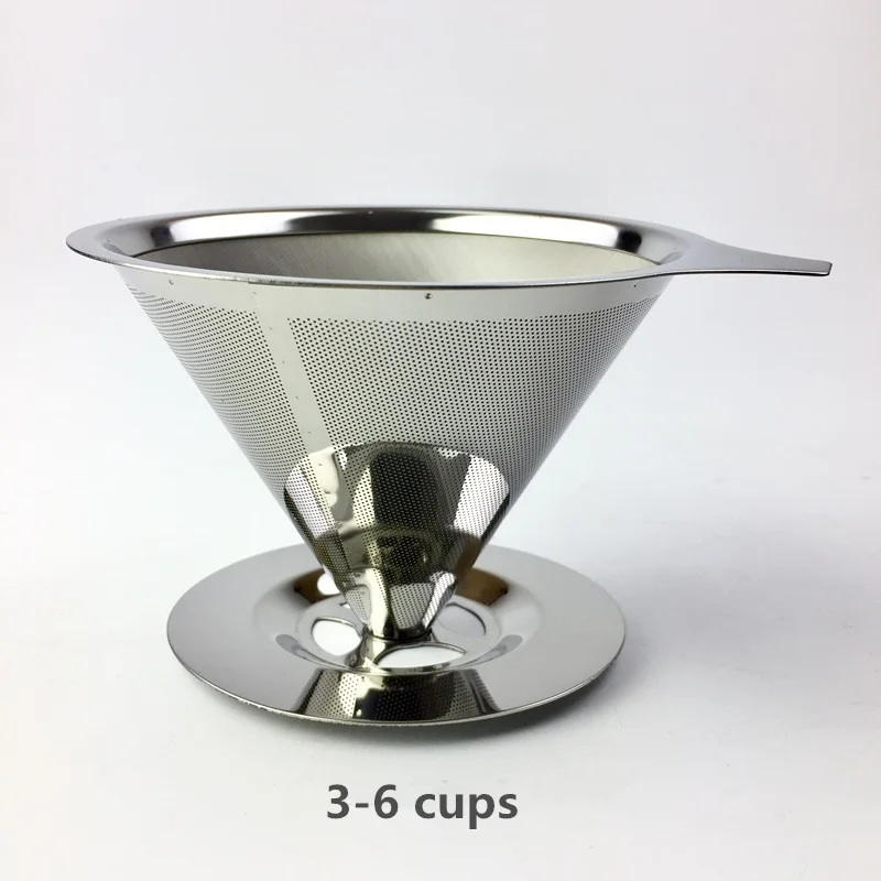3-6 cups GATER многоразовый держатель фильтра для кофе из нержавеющей стали для варки капельного кофе фильтры Воронка металлическая сетка фильтр для кофе, корзина для чая инструменты - Цвет: 3-6 cups