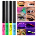 Флуоресцентные УФ тени для век подводка для глаз жидкая водостойкая Розовая Желтая черная синяя Красная белая матовая подводка для глаз светящиеся тени для макияжа