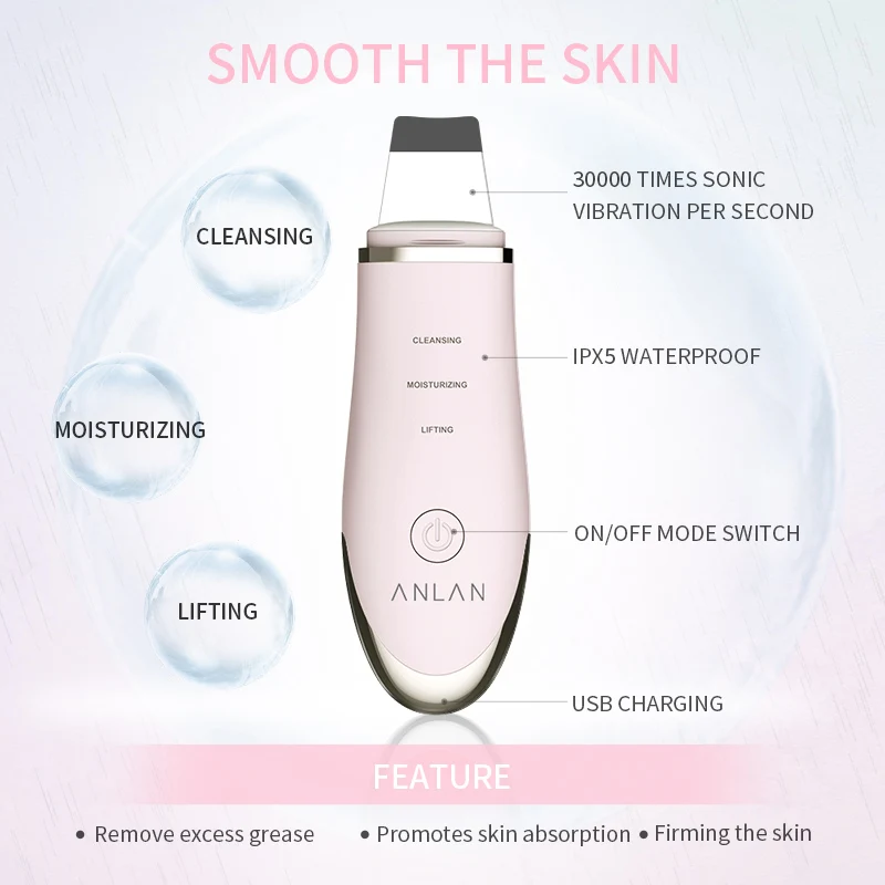 ANLAN ультразвуковой очиститель кожи скребок для лица вибратор инструмент очистки
