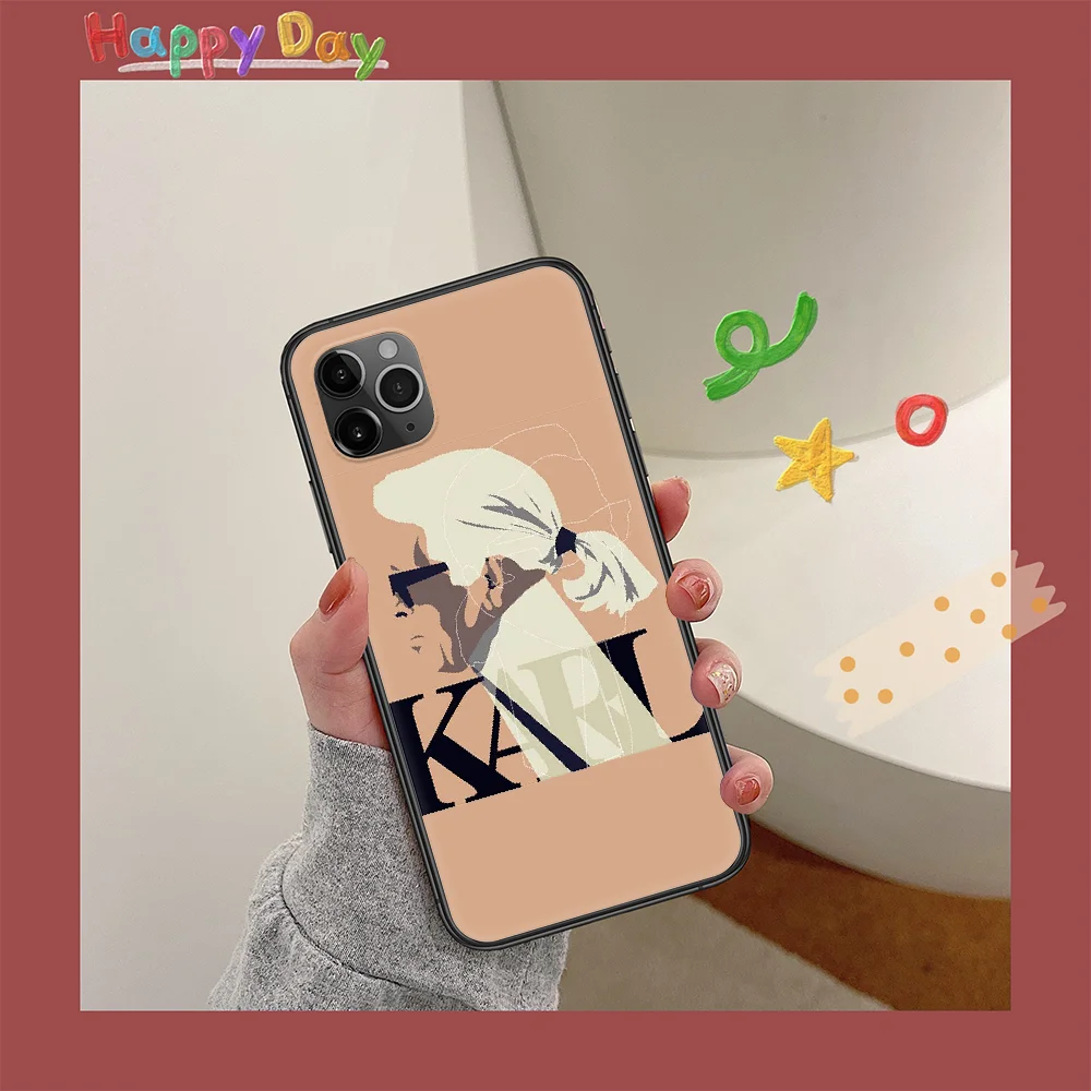 

Luxury brand Lagerfeldly KARLS Phone Case For Iphone 11 12 Mini PRO XR X XS MAX 6 6s 7 8 Plus 4 5 5s SE 2020 black Cell 3D