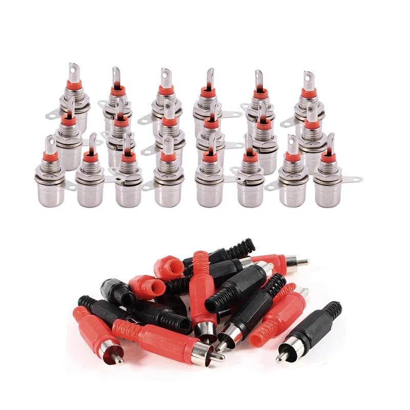 40 шт. аксессуары: черный красный припой RCA штекер o разъем 20 и гнездовые Разъемы