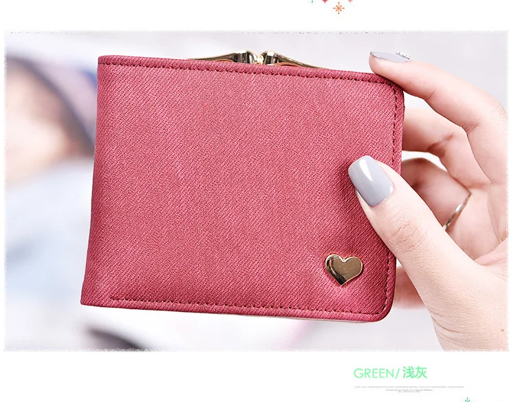Women Small Clutch Wallet MultiFunction Change Purses Heart Decoration Big Capacity Wallets Cute Card Holder Money Bag