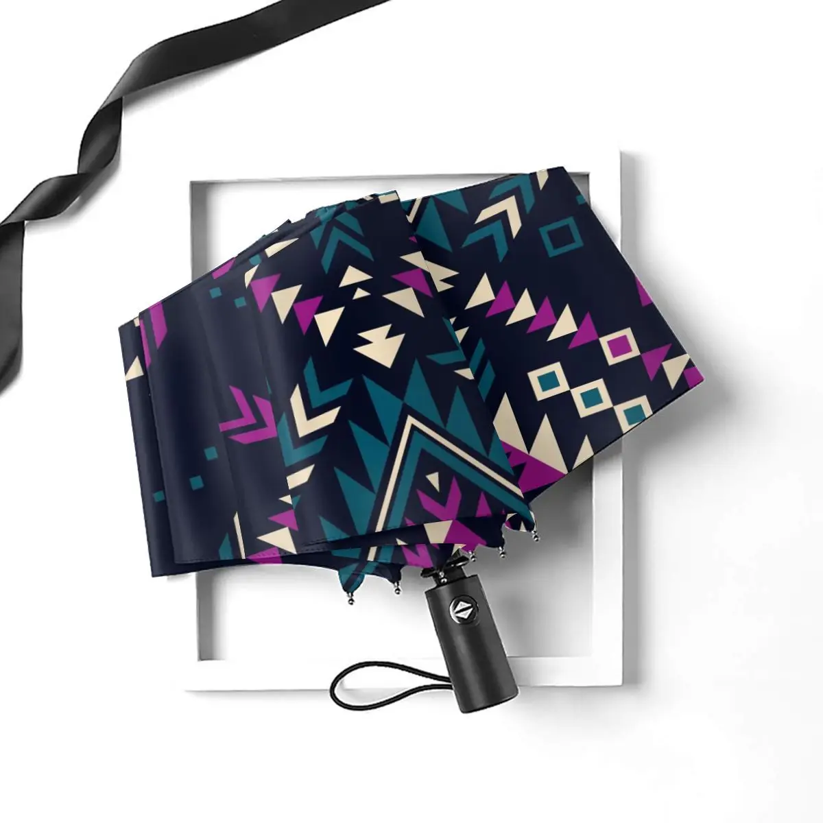 Prezzo Ombrello Automatico Ombrello A Tre Pieghe Tribale Naviro Etnico Hipster Geometrico Ombrello Antivento Parasole Impermeabile Femminile