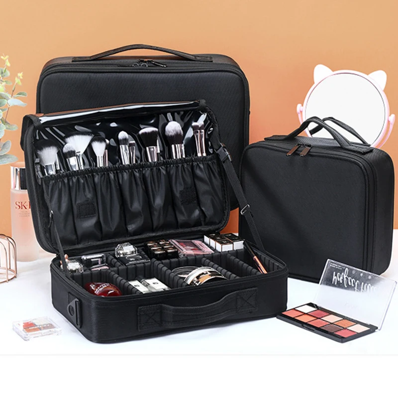 

Fashion Women Makeup Organizer Large Capacity Multilayer Clapboard Cosmetic Bag Case Beauty Salon Tattoos Nail Art Tool Bin