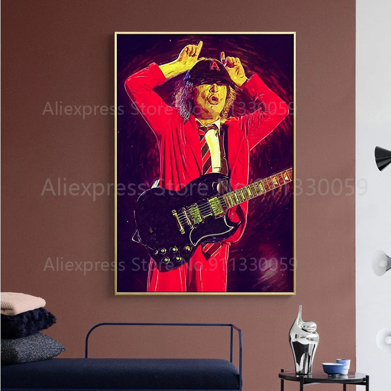Плакат с поклонниками Ангуса портрет гитариста рок-группы Австралии цветной
