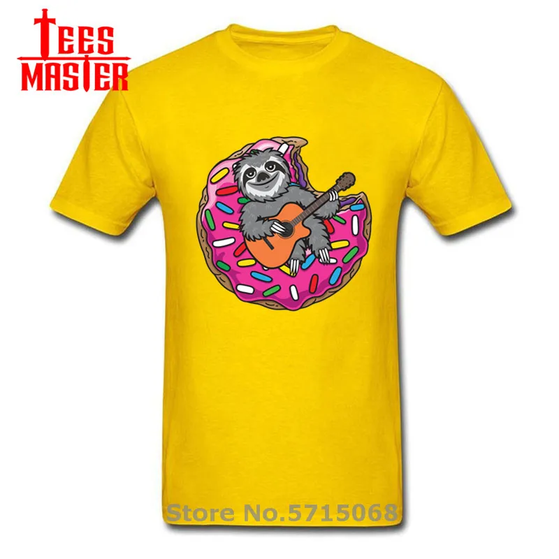 Футболка Ленивец Пончик гитара Забавный дизайн любит играть на гитаре новая