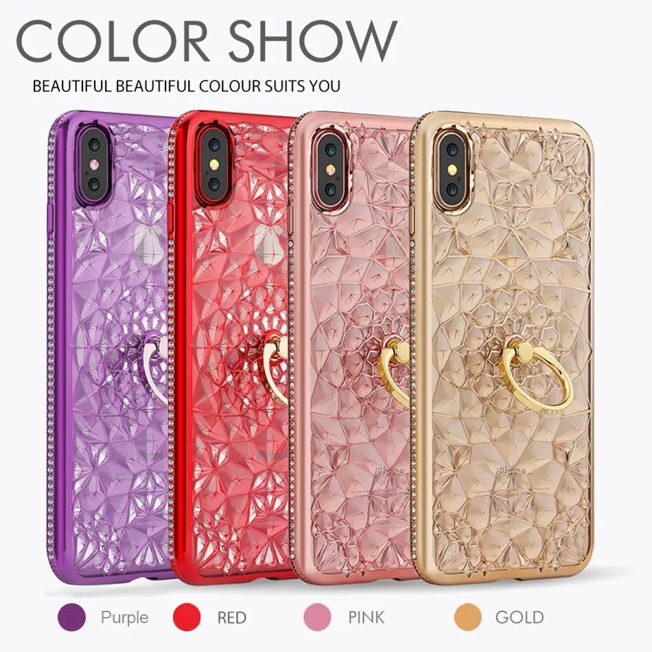 Роскошный чехол для iPhone 11 Pro Max силиконовый с блестками и бриллиантовым кольцом