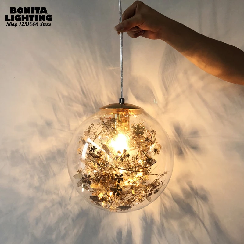 Современные подвесные светильники с прозрачным стеклянным шаром подвесной
