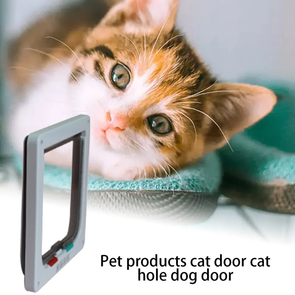 Dog Cat Flap Door with 4 Way Lock Pet Gate Security For Animals Plastic Small | Дом и сад