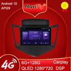 Автомобильный мультимедийный плеер NaviFly, 6 ГБ + 128 ГБ, 8 ядер, Carplay QLED 1280x720, Android 10,0, радио, GPS, для Chevrolet Cruze J300 2008-2014