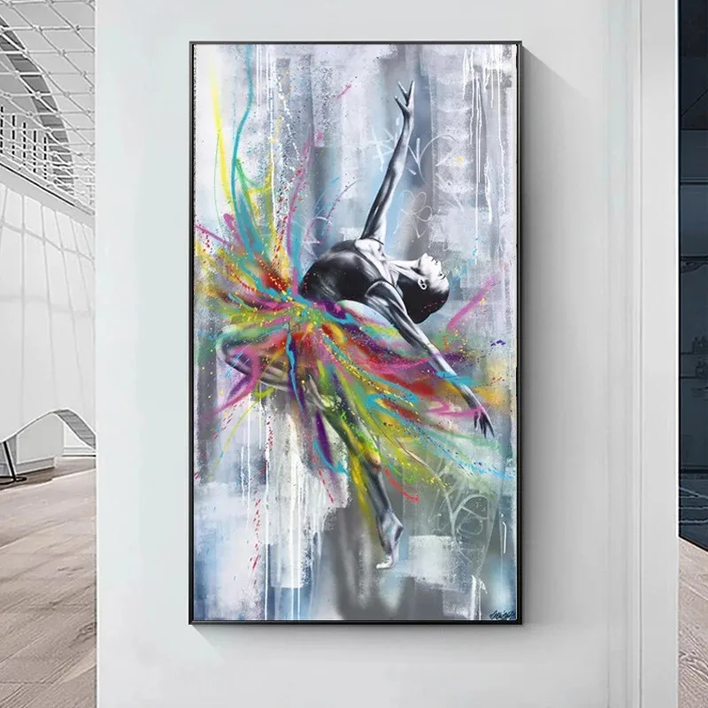 

Abstract Dancing Ballerina Canvas Posters and Prints Ballet Girl Graffiti Art Canvas Painting Wall Picture for Living Room Decor