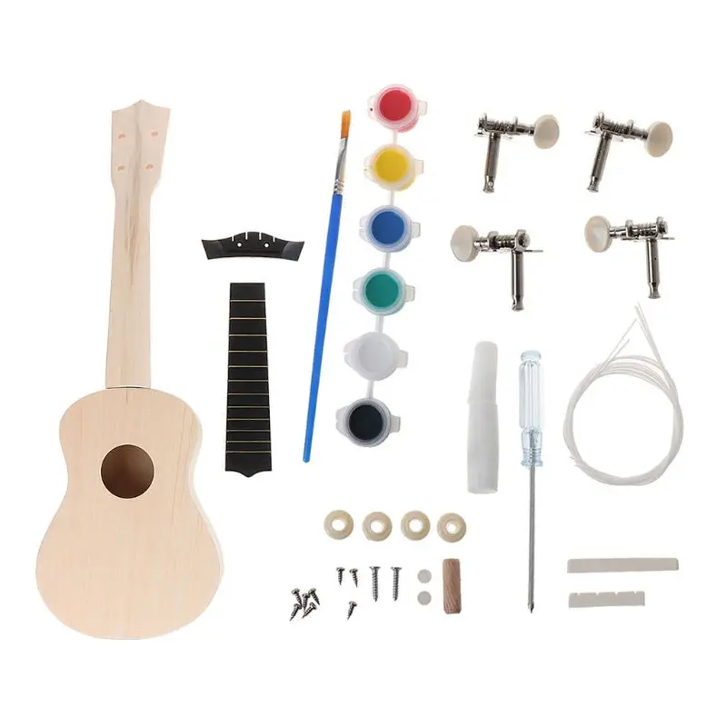 New 1 Set Men Women DIY Ukulele Make Your Own Ukulele Hawaii Ukulele Kit Musical Instrument 4 Styles - Цвет: B