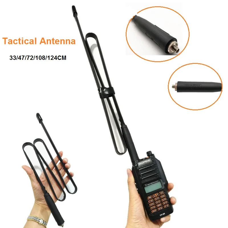 Иди и болтай Walkie Talkie антенна SMA-складной тактический антенна Dual Band 144/430 МГц для Baofeng UV-9R плюс UV-5R UV-82 Ham радио