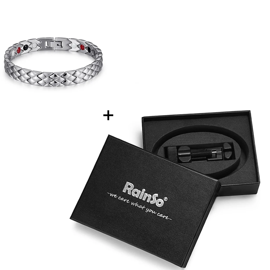 

Rainso Brand Black Stainless Steel High Polishing Woman Magnetic Bracelet Health Double Row Bracelet & Bangle for Charm 2021