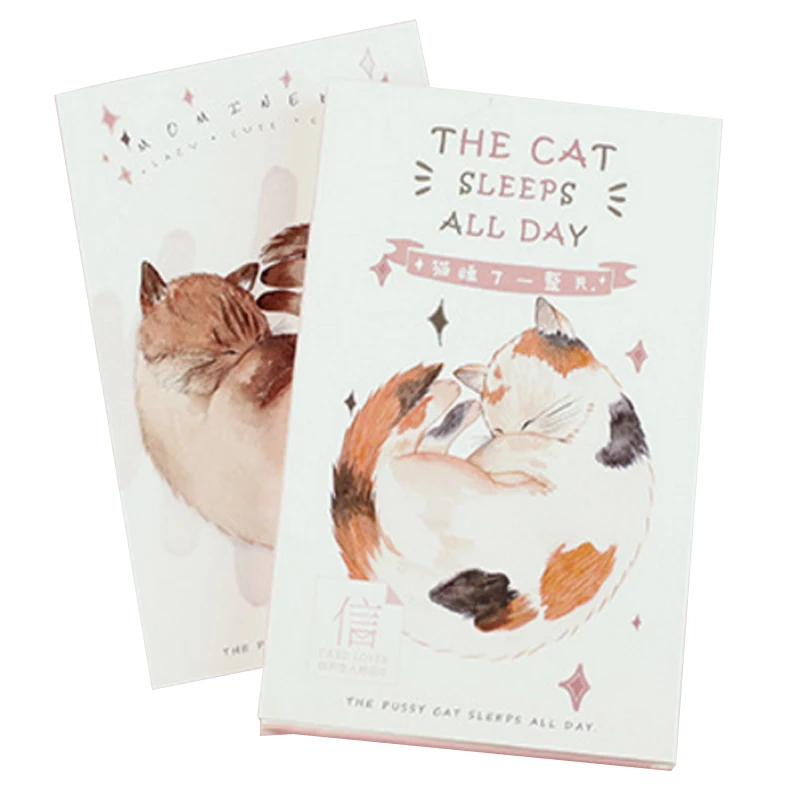 

30Pcs/pack Cartoon rabbit and cat Complete set of postcard Greeting card invitation card