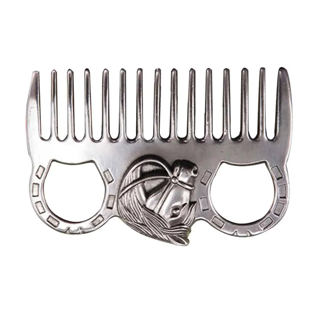 Tail Mane Polished For Grooming Ponies With Keyring Metal Brush Outdoor Horse Comb Durable Accessories Equestrian Cleaning Tool |