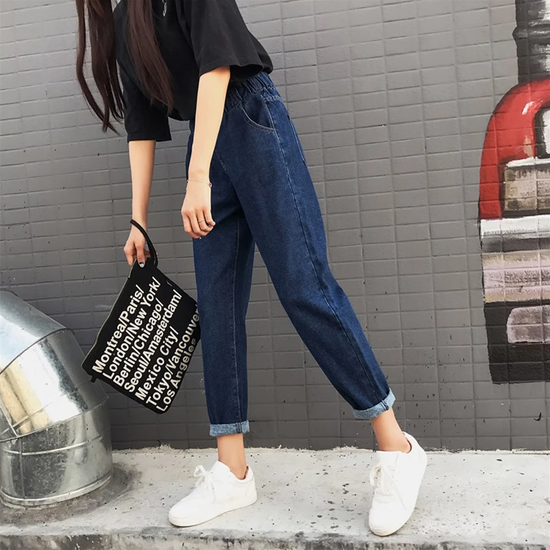 Женские джинсы Новинка Осень Зима Свободные повседневные девять брюк женские