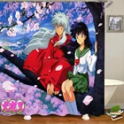 Японское аниме инуяся Водонепроницаемая душевая занавеска для ванной из полиэстера, Женская водонепроницаемая ткань с крючком 180x20, Размер 0 см