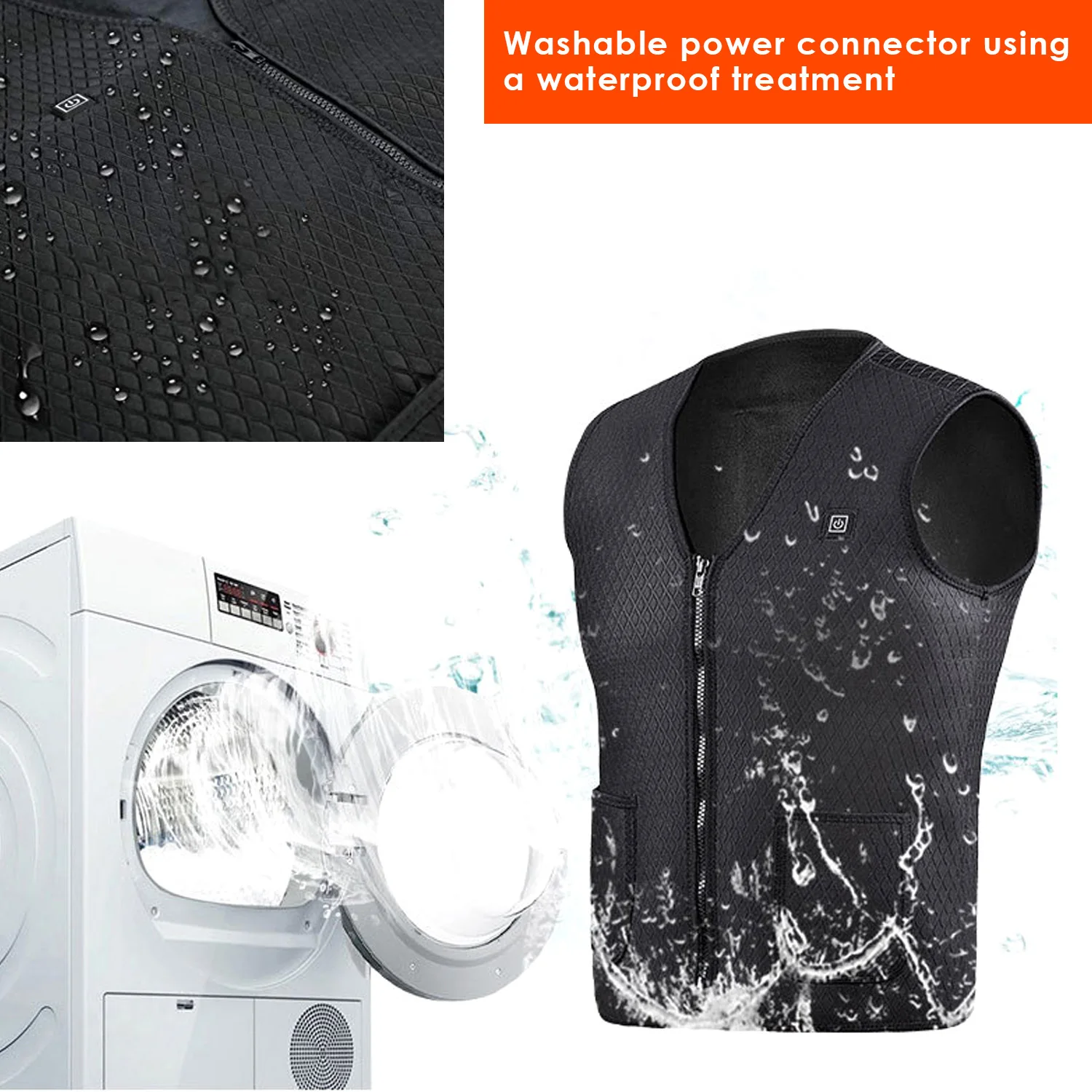 Моющийся USB нагревательный жилет 5 нагревательных панелей 3 температуры