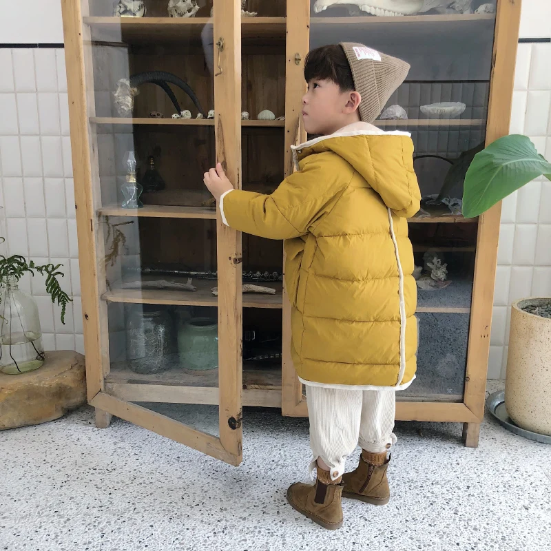 HYLKIDHUOSE/ г. Зимние белые пуховые пальто для мальчиков и девочек Детский пуховик уличная утепленная Детская куртка с капюшоном, зимняя одежда