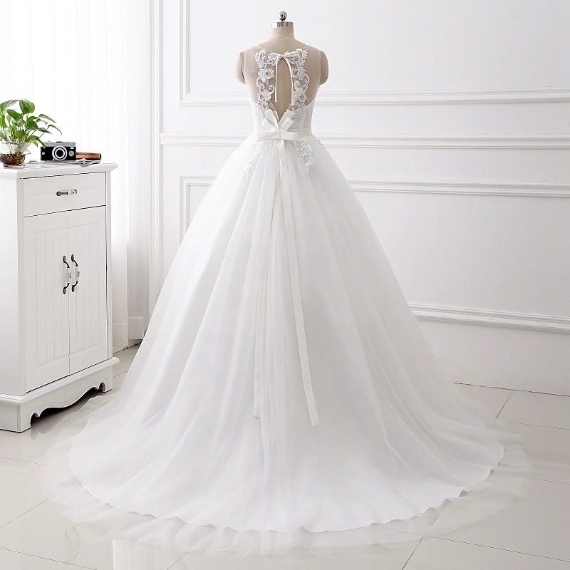 

Women's O neck sleeveless wedding dress plus size ball gown bridal dress princess wedding gown US2-US26W custom made