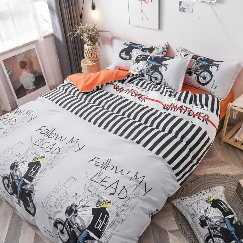 Серый цвет пододеяльник простыня наволочка набор королева размер с принтом