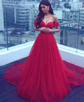 saudi arabia off the shoulder red crystals pearl evening dress 2021 sexy sweetheart prom party gowns vestidos de noiva