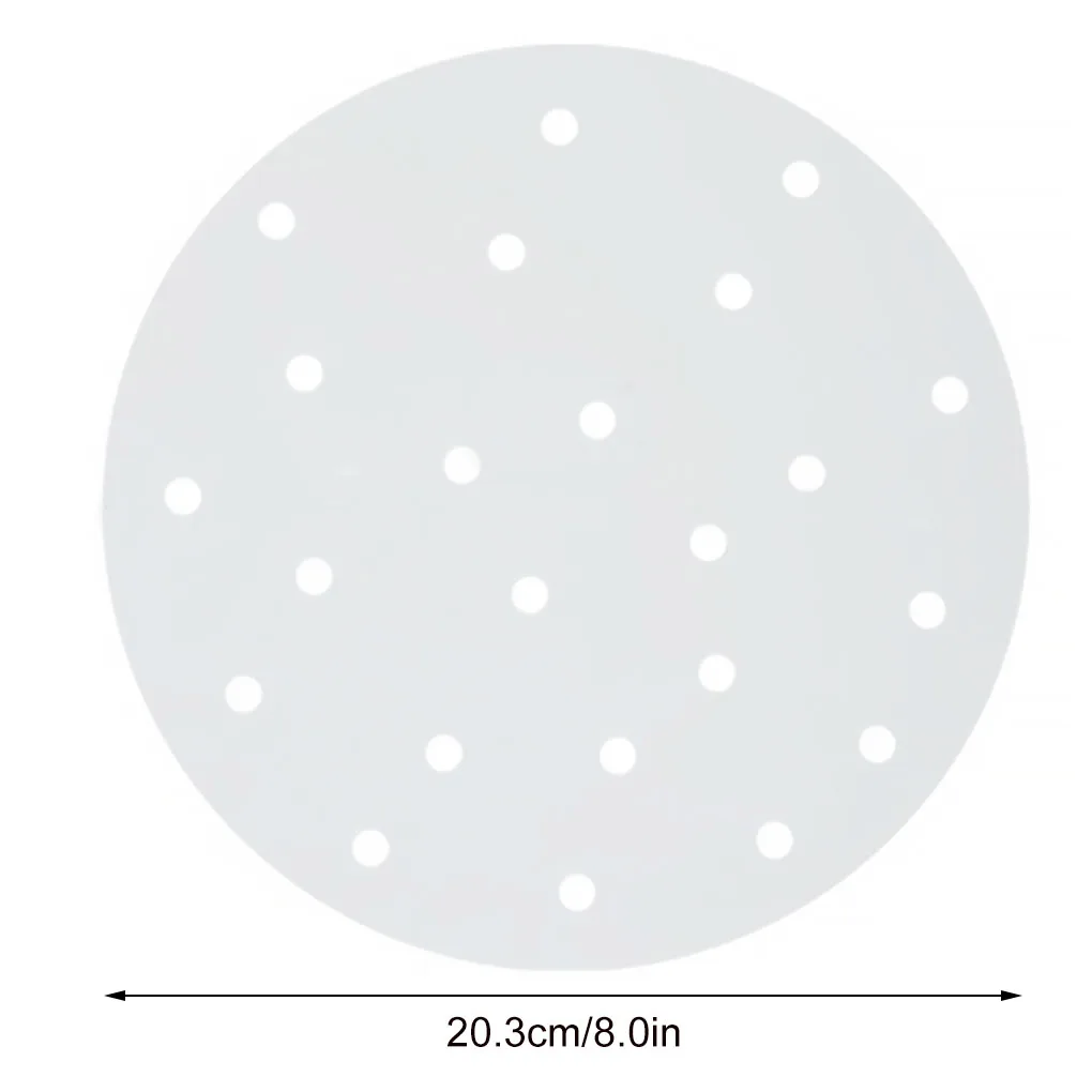 

100Pcs Round Perforated Steamer Paper Breathable Non Stick Air Fryer Liners Mesh Pastry Baking Pad Mat Pastry Steamer Paper