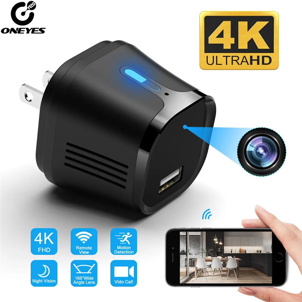 Wi Fi камера для телефона зарядное устройство мини видеоняня видеорегистратор 4K