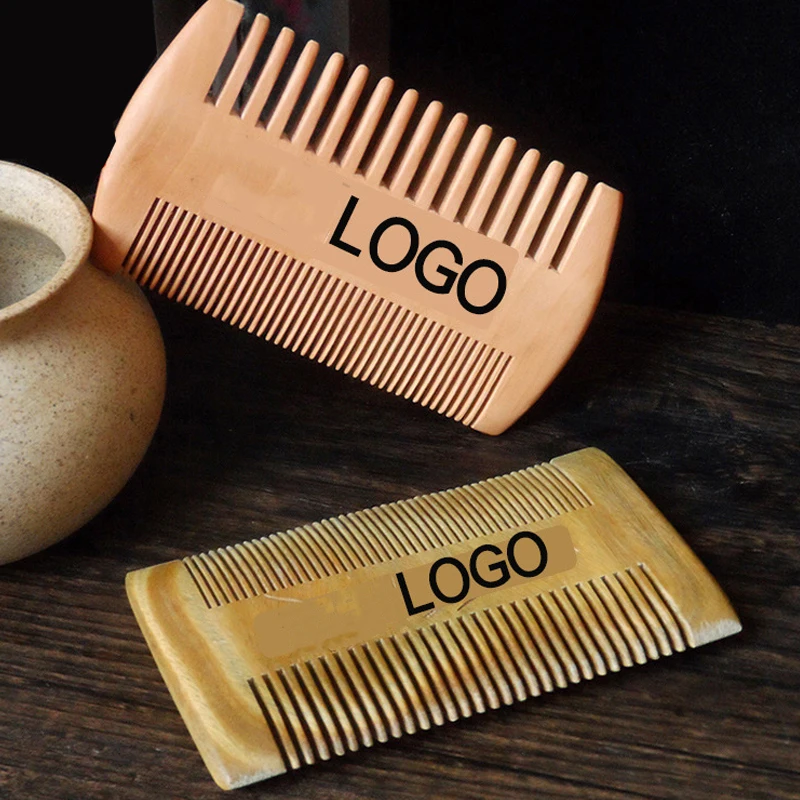 

1pcs Dual Action Fine & Coarse Tooth Beard Combs Wooden Hair Comb Custom LOGO Wood Comb For Men Hair Beard Care Wholesale