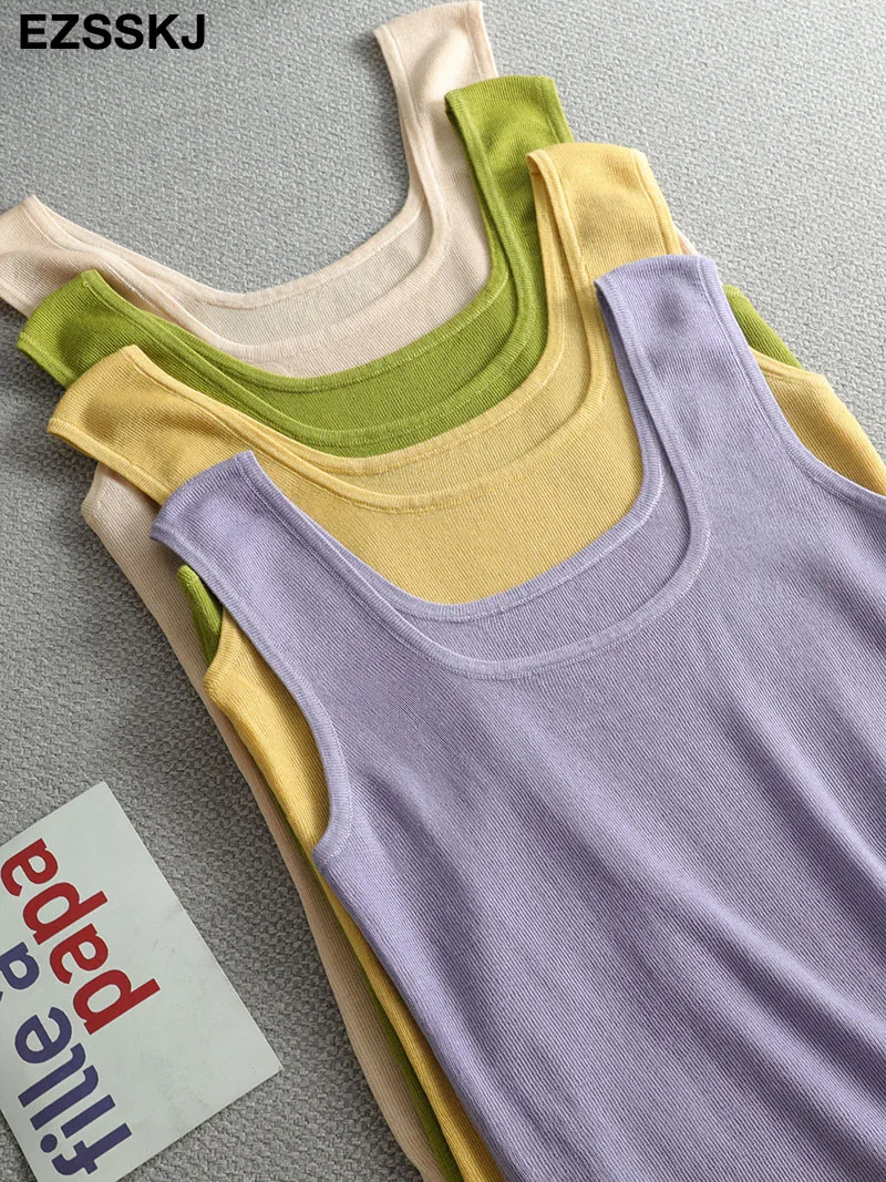 

Майка Женская Базовая кашемировая с U-образным вырезом, повседневный пикантный мягкий кашемировый жилет без рукавов, весна-осень 2022