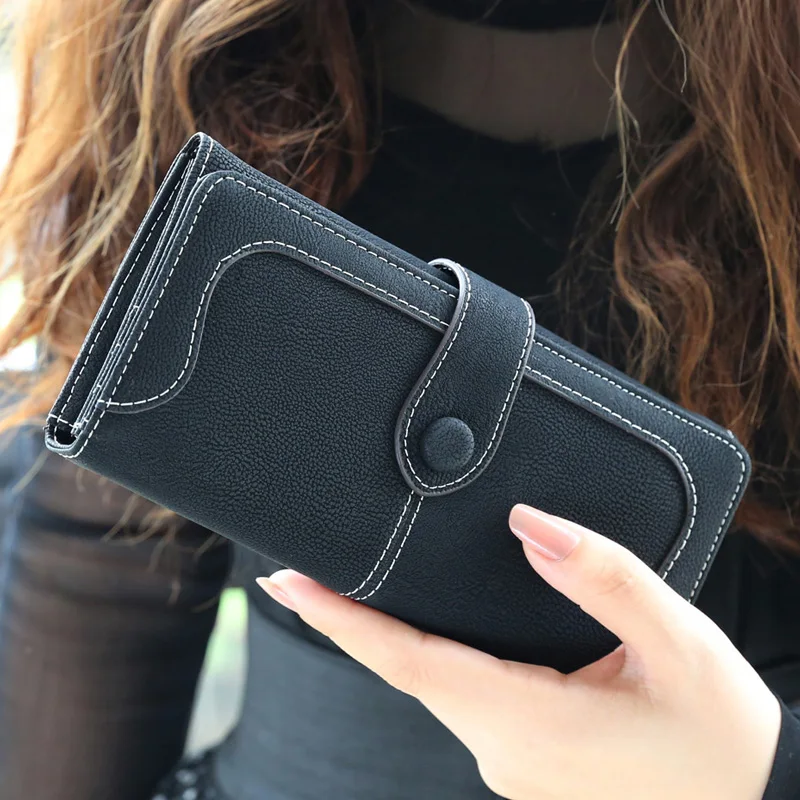 

Departments Faux Suede Long Wallet Women Matte Leather Lady Purse High Quality Female Wallets Card Holder Clutch Carteras #25