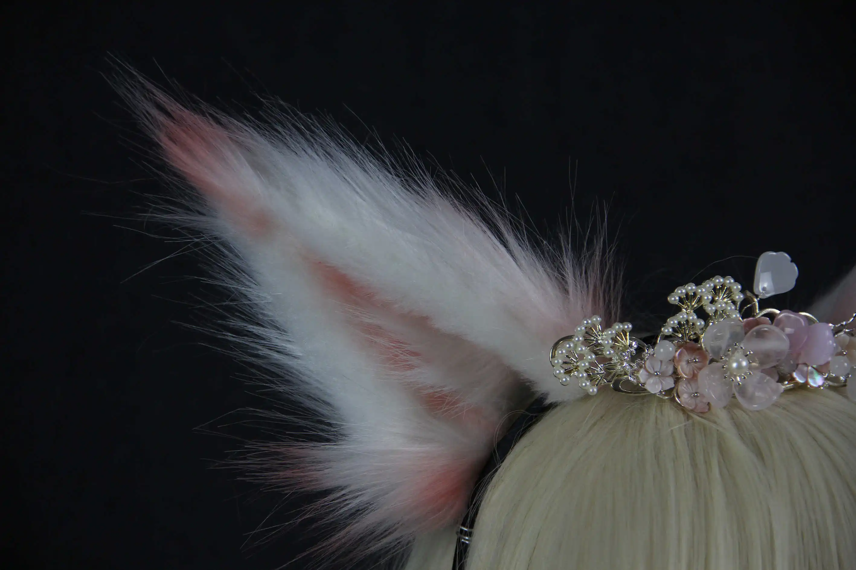 Новый рождественский Обруч Ручной работы с белыми розовыми ушками лисы волка