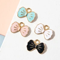 10pcs enamel gold color bow charm pendant for jewerly diy making bracelet women necklace earrings accessories findings craft
