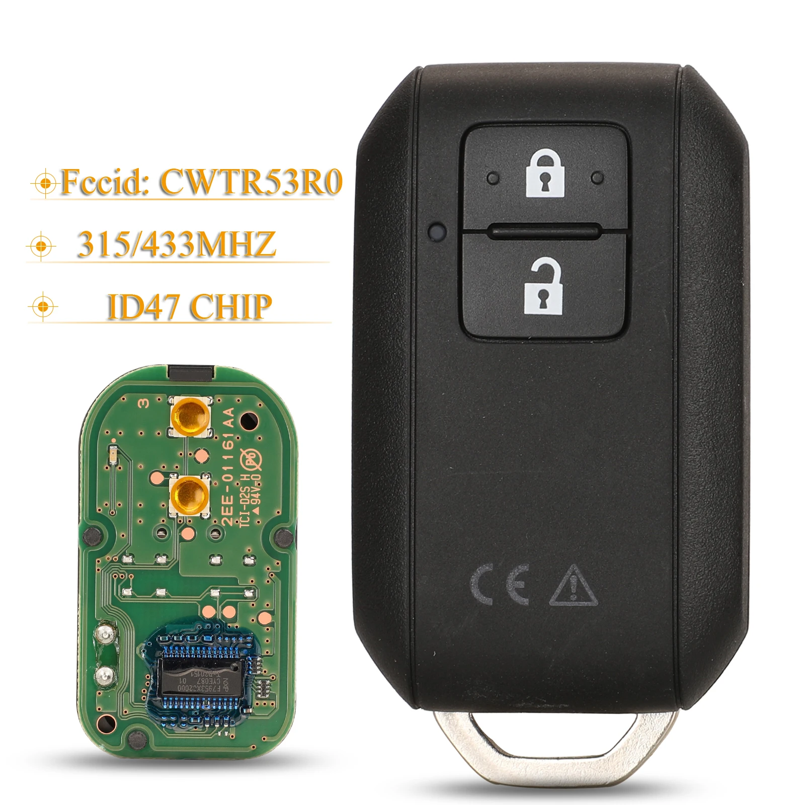 

jingyuqin 3 BTN Smart Remote Car Key Fob 315/433MHz ID47 PCF7953X Chip CWTR53R0 For Suzuki Ertiga 2018 2019 2020 Vitara Swift