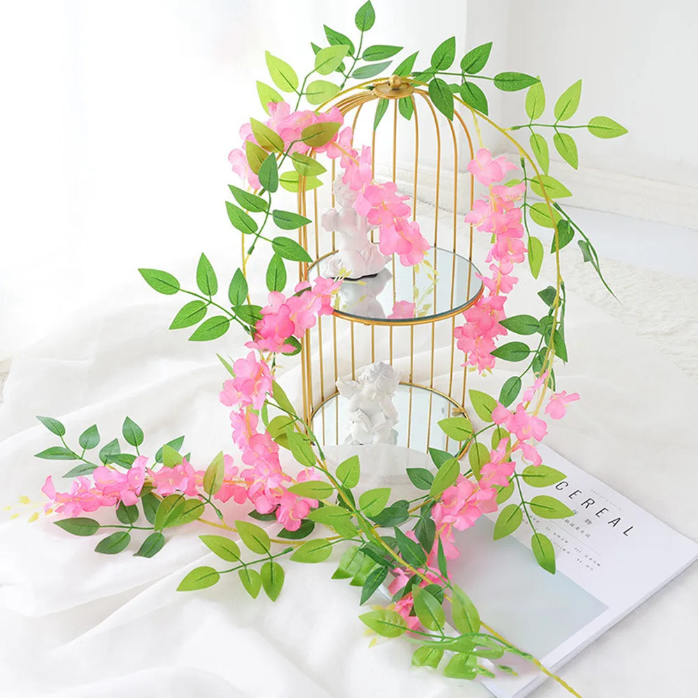 

6FT Artificial Wisteria Vine Garland Fake Hanging Flower Outdoor For Wall Decor Wedding Hanging Flowers Decoration