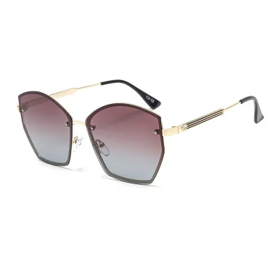 

2021 new metal polarized sunglasses women's trend irregular box cat's eye online celebrity with sunglasses tide