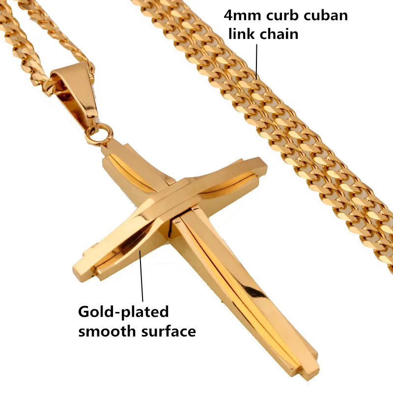 Ожерелье Granny Chic Top полированное с кулоном в виде Креста Иисуса для мужчин и женщин