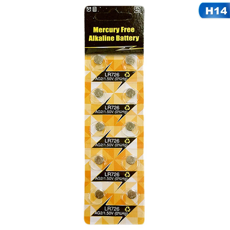 10 шт. батарея AG2 SR726SW SR59 SG2 396 LR726 L726 часы батарейки щелочные часы для мужчин и женщин