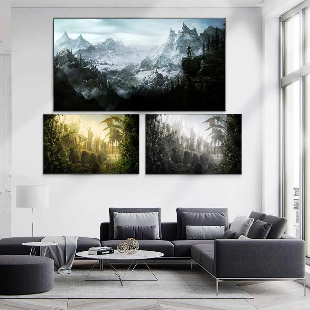 

Landscape oil painting abandoned castle animation art canvas painting living room corridor office home decoration mural