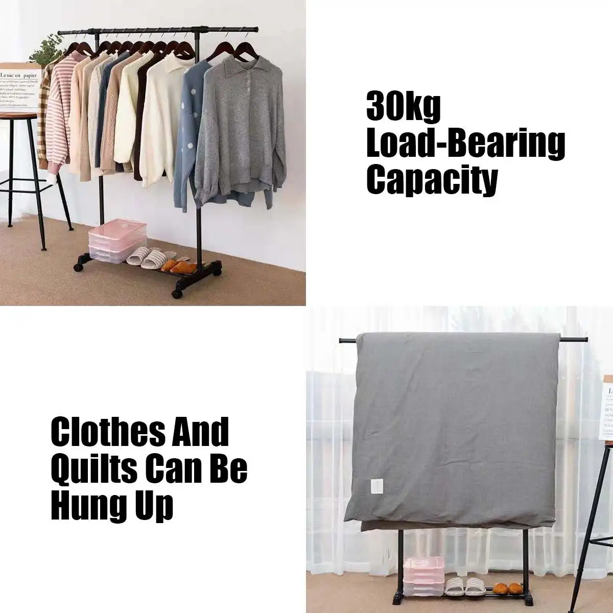 

3 Type Coat Rack Metal Simple Assembly Can Be Removed Bedroom Move Clothes Hanger Wardrobe Outdoor Drying Rack Furniture