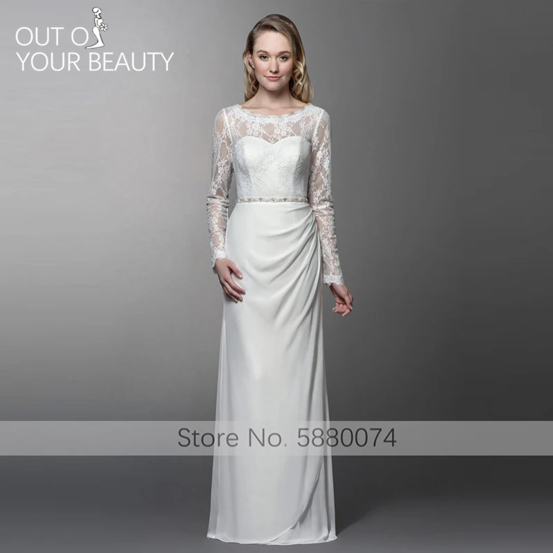 Свадебное платье 2020 новое белое с О образным вырезом Кружева сзади Сплит