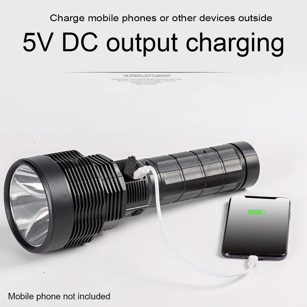 

Dimmable Led Flashlight With Strap Handheld USB Rechargeable Portable Ergonomic Easy Use Outdoor Camping Durable Ultra Bright