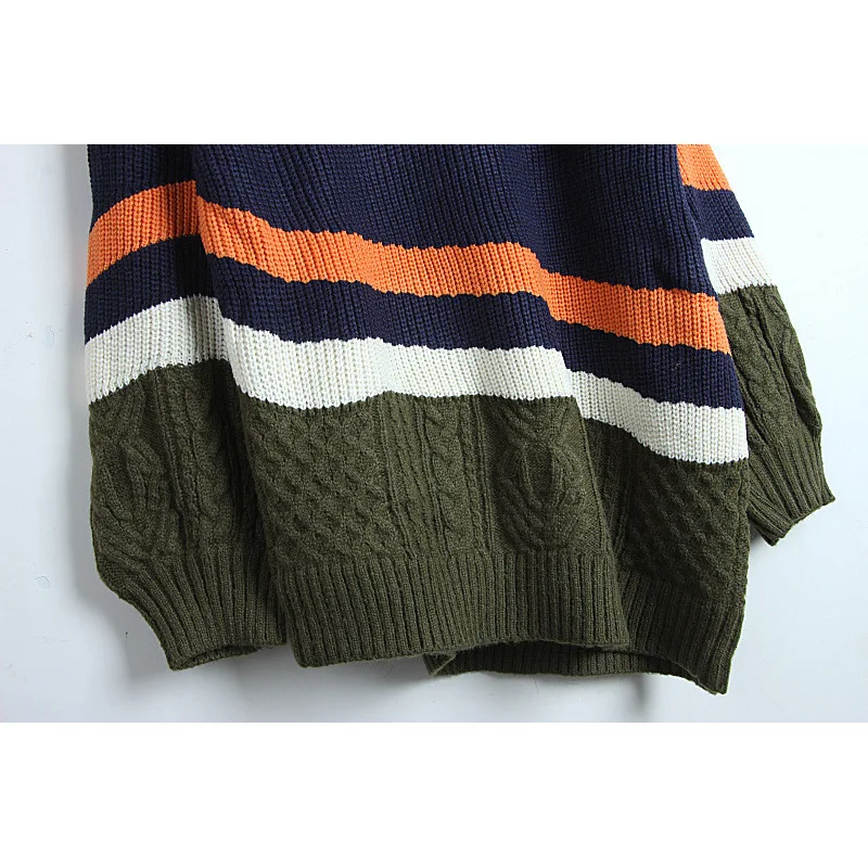 

2020 Spring New fashion Irregular collar patchwork long lantern sleeve pullovers women zipper streetwear loose Sweater Outwear
